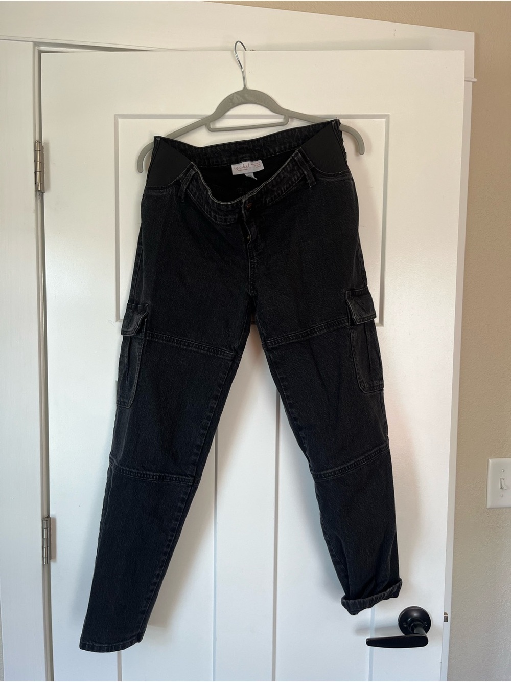 Isabel Maternity by Ingrid & Isabel Black Straight Leg Cargo Maternity Jeans